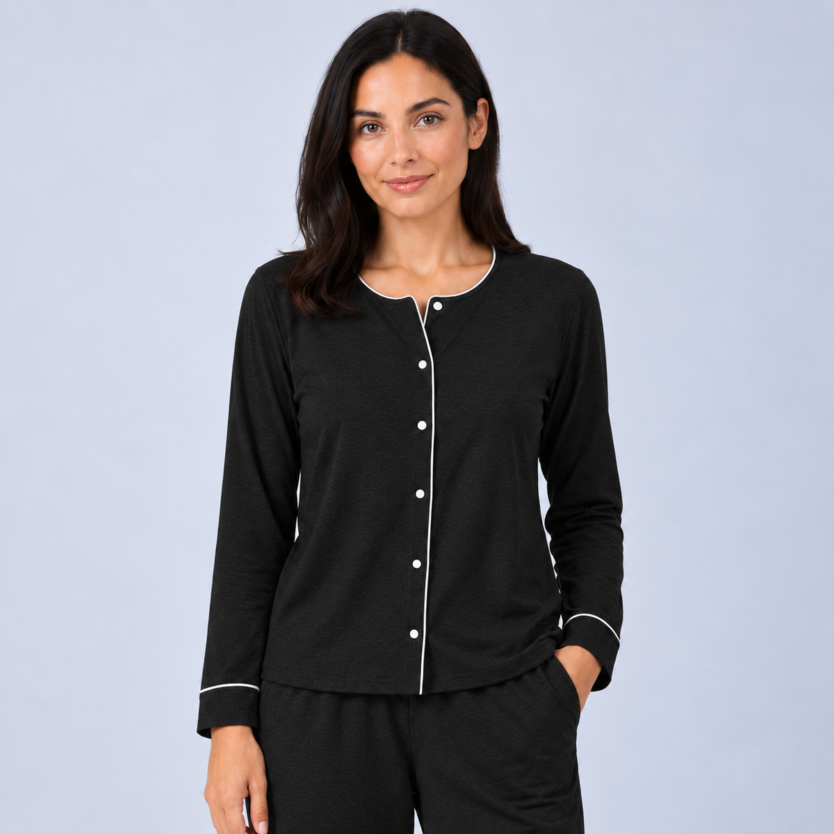 Camisa de manga comprida de mulher em bambu