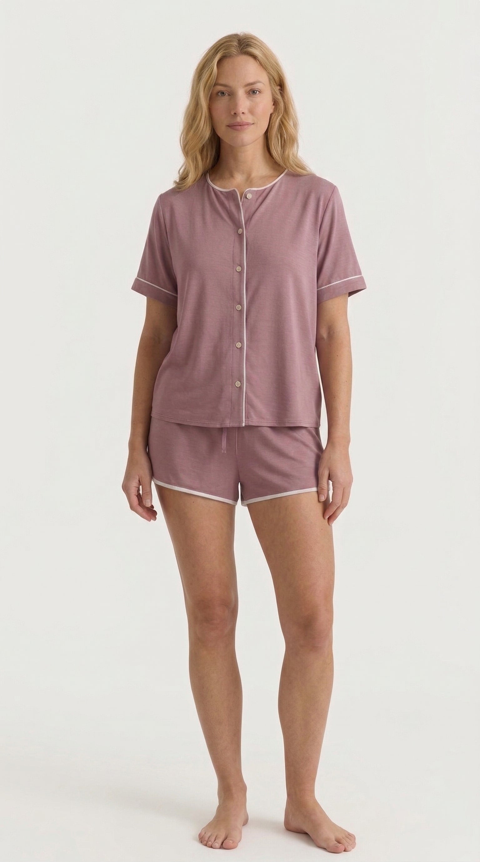 Conjunto de Pijama Curto (Camisa) em Bambu Elástico para Mulher