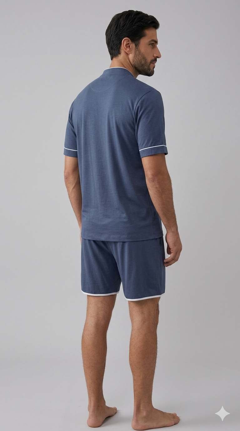 Conjunto de Pijama Curto em Bambu Elástico para Homem