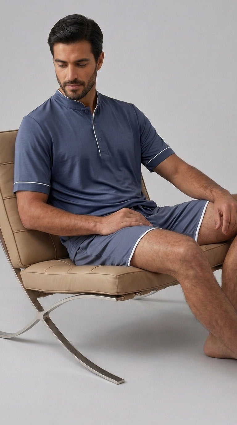 Conjunto de Pijama Curto em Bambu Elástico para Homem